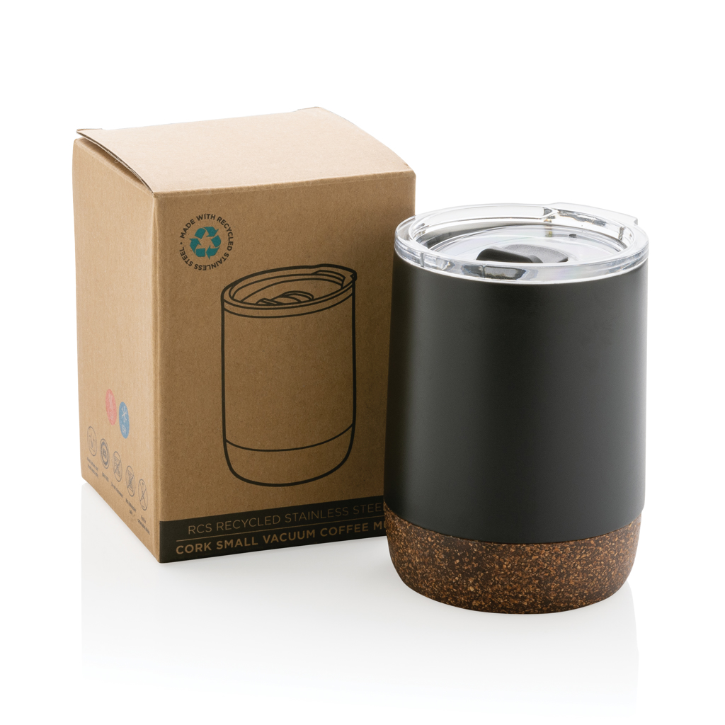 XD Collection Vakuum-Kaffeetasse RCS rSteel & Kork 180 ml mit Logo XD Collection Vakuum-Kaffeetasse RCS rSteel & Kork 180 ml mit Logo