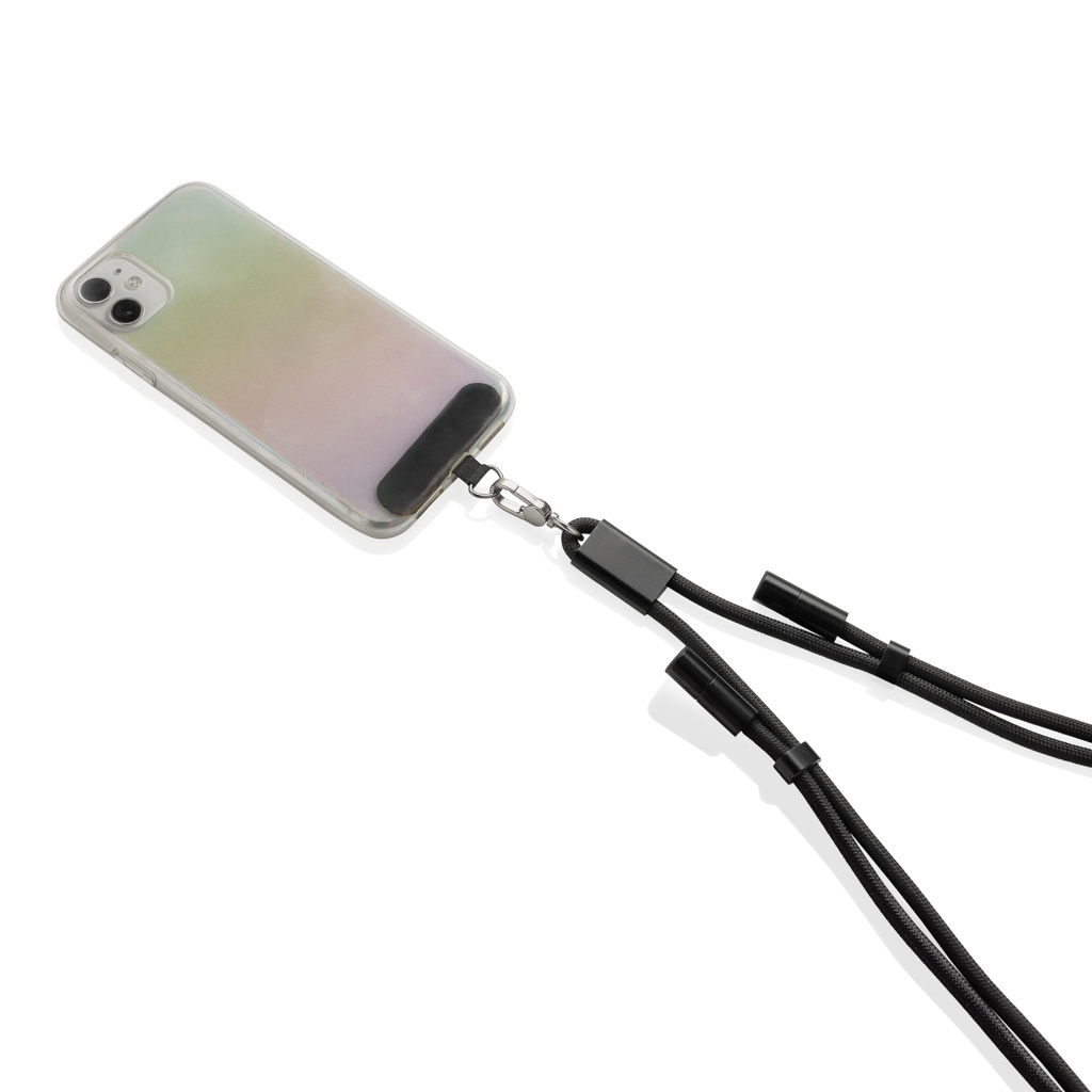 LoopAmp 160 cm USB-C-Ladekabel mit Umhängeband, 60 W, RCS rPET