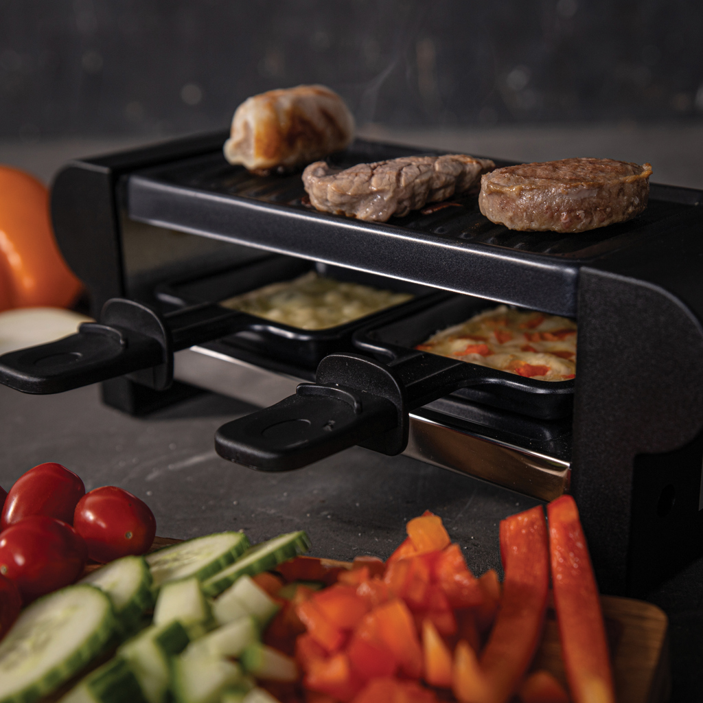 BOSKA Mini Raclette 220V Typ F für 2 Personen mit antihaftbeschichteten Pfännchen BOSKA Mini Raclette 220V Typ F für 2 Personen mit antihaftbeschichteten Pfännchen