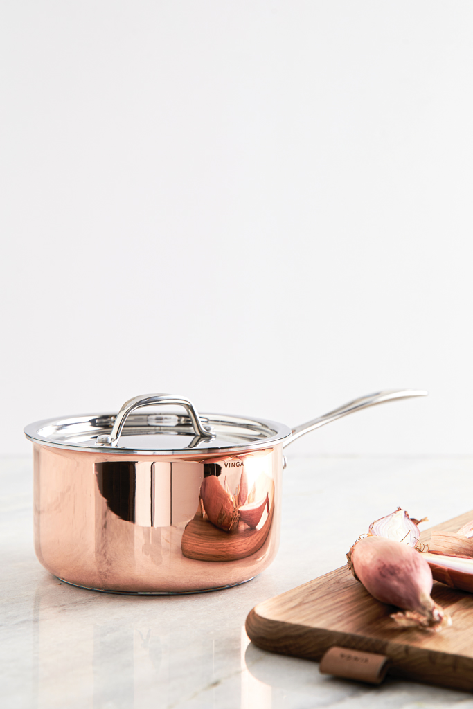 Gastro Induktion Kupfertopf 3-lagig Edelstahl 1,8 L braun