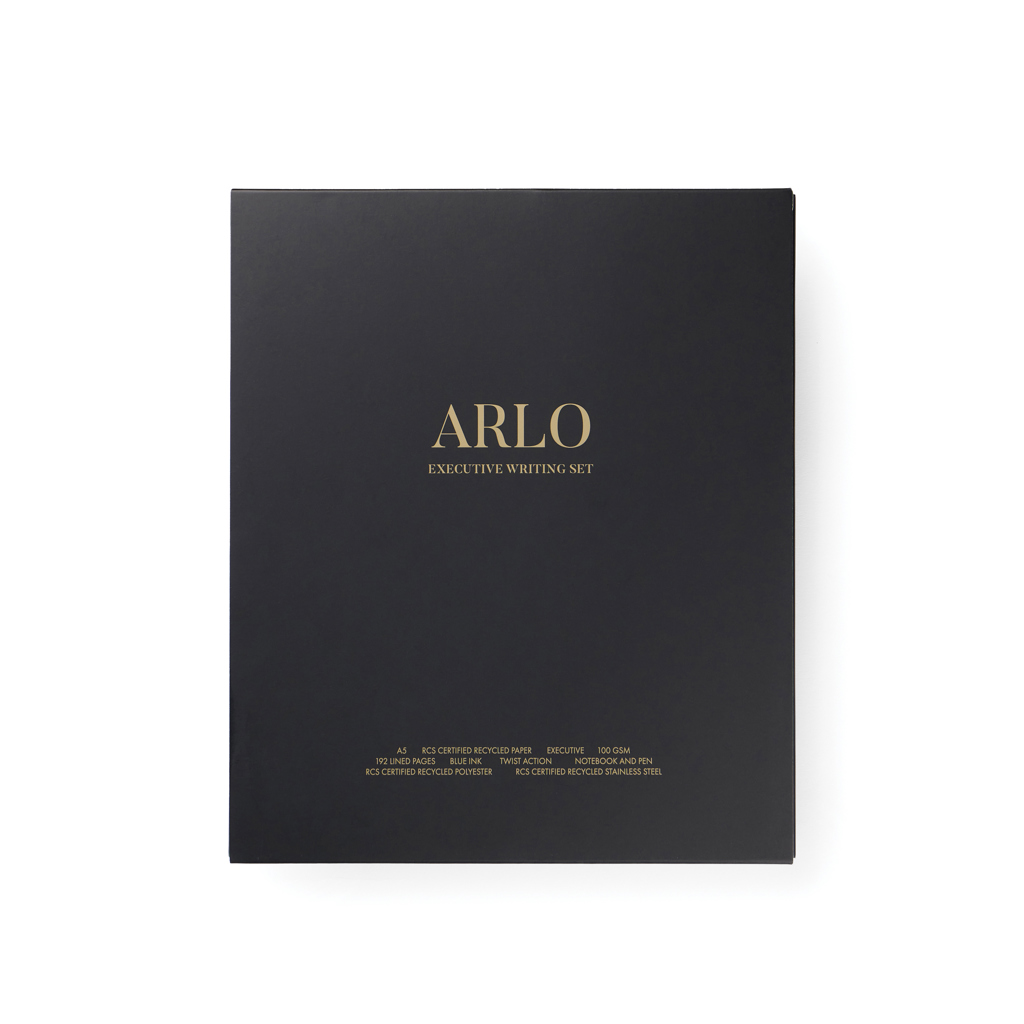 VINGA Arlo RCS Executive Schreibset: A5-Notizbuch und Drehkugelschreiber mit Logo