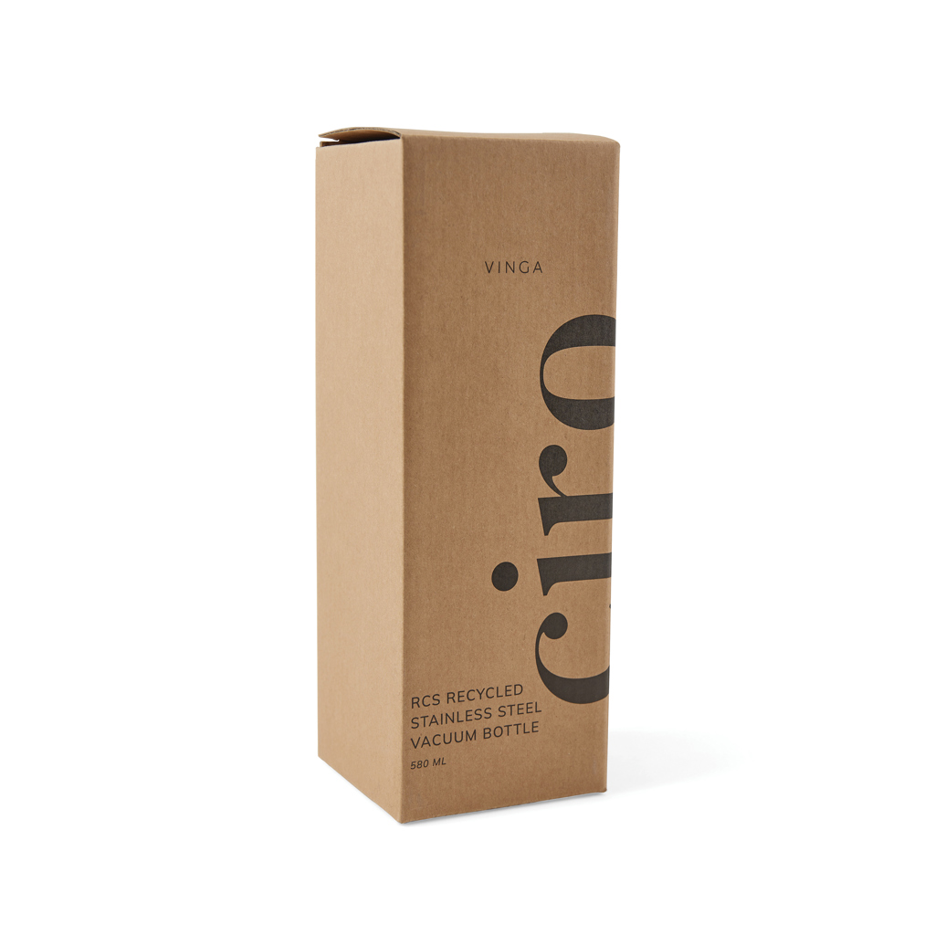VINGA Ciro RCS recycelte Vakuumflasche 580ml mit Akazienholzdeckel