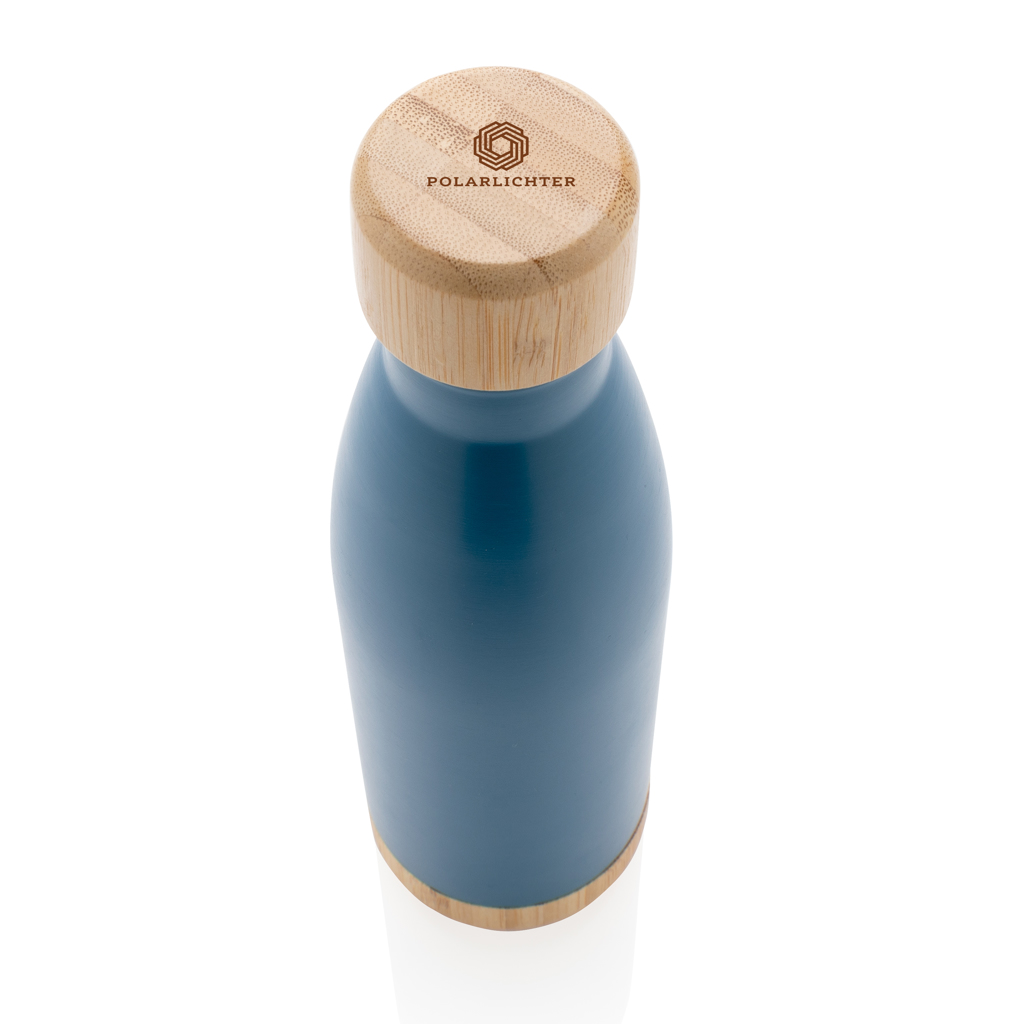 XD Collection Vakuum-Edelstahlflasche 520 ml mit Bambus-Deckel und -Boden