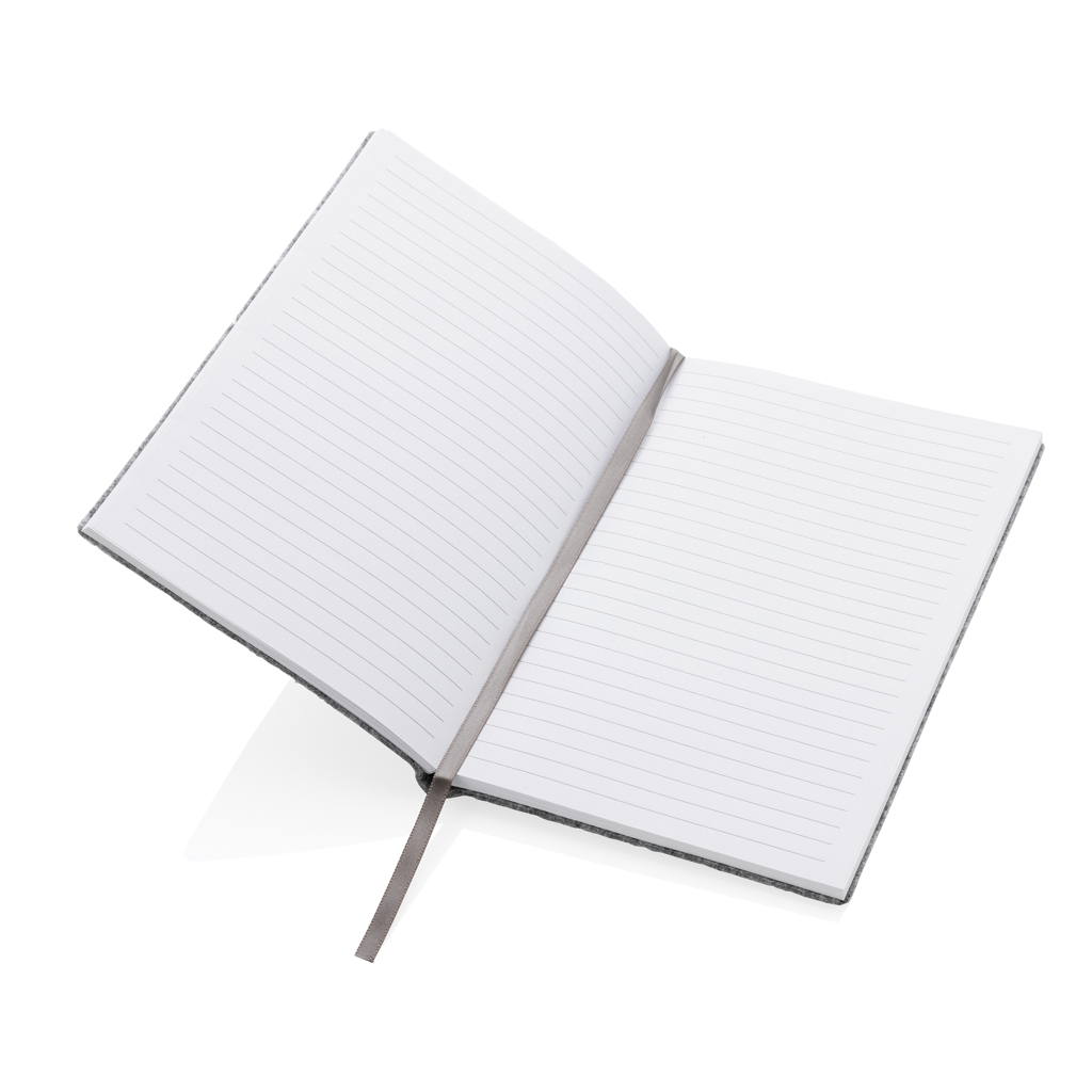 XD Collection A5-Softcover-Notizbuch aus GRS-zertifiziertem Recycling-Filz, bedruckbar XD Collection A5-Softcover-Notizbuch aus GRS-zertifiziertem Recycling-Filz, bedruckbar