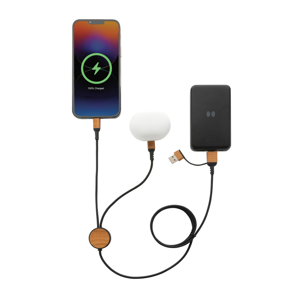 Ohio Luxus 6-in-1 Kabel Kirschholz – Exklusives Werbegeschenk mit Logo Ohio Luxus 6-in-1 Kabel Kirschholz – Exklusives Werbegeschenk mit Logo