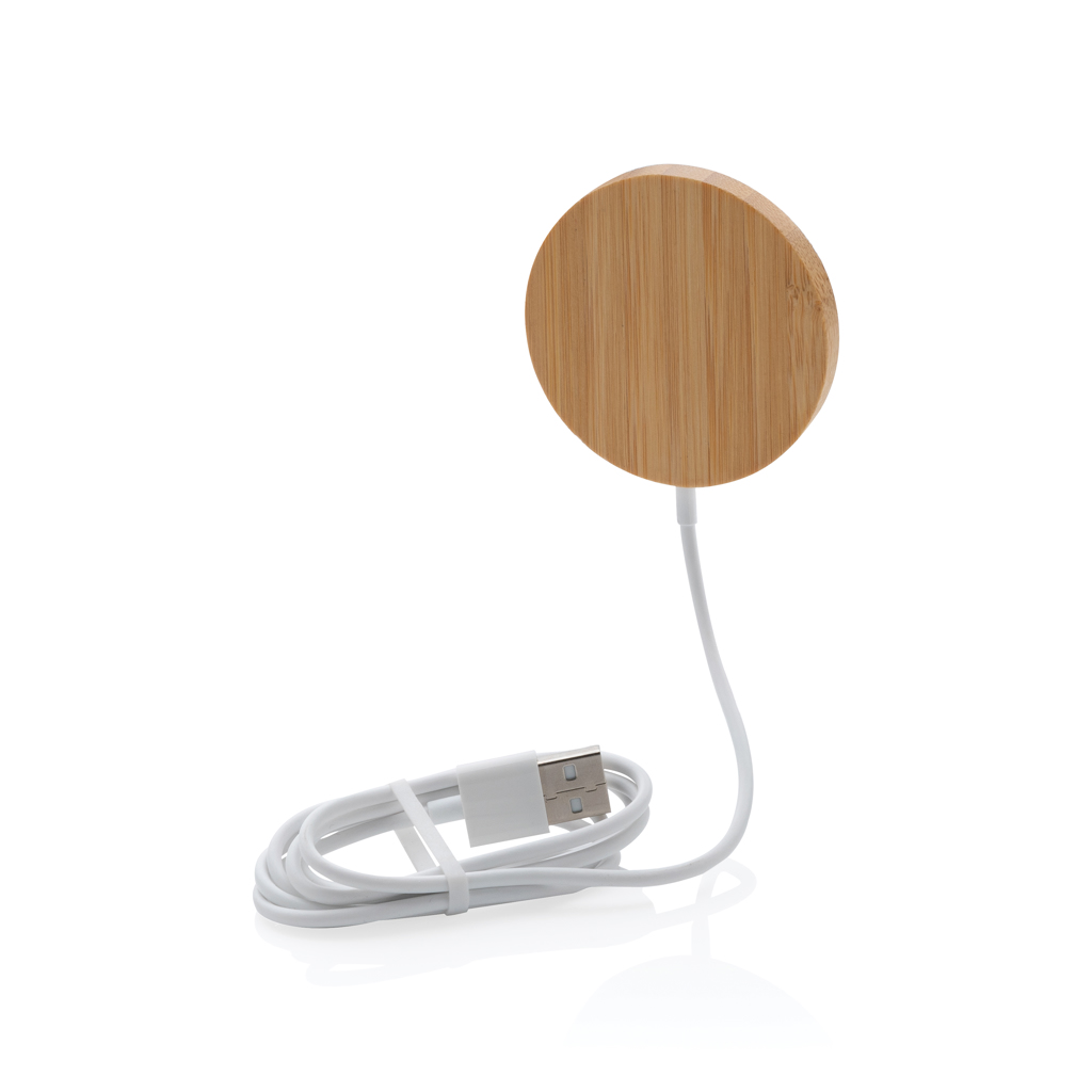 Bambus 10W Qi Wireless Magnet-Ladepad, PVC-frei – braun Bambus 10W Qi Wireless Magnet-Ladepad, PVC-frei – braun