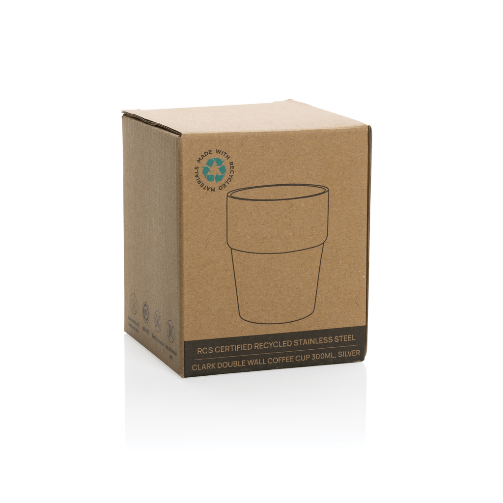 Clark Doppelwandige RCS Kaffeetasse 300 ml aus recyceltem Edelstahl Clark Doppelwandige RCS Kaffeetasse 300 ml aus recyceltem Edelstahl