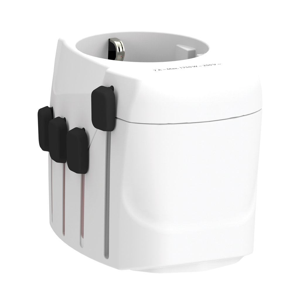 SKROSS Pro 3-Pol Reiseadapter weltweit, 100+ Länder, weiß