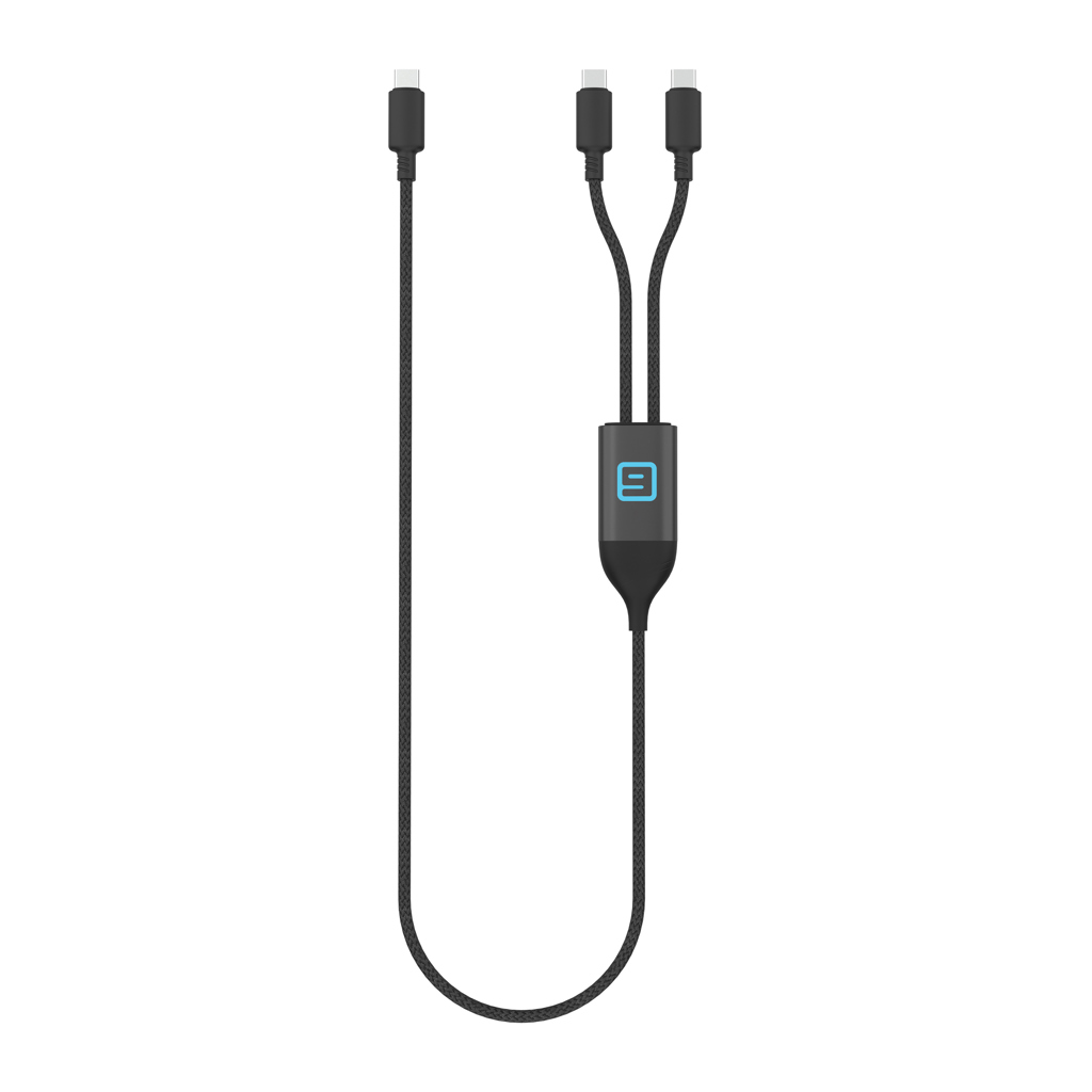XD Xclusive Terra 100W-Ladekabel mit zwei USB-C-Ausgängen, bedruckbar mit Logo