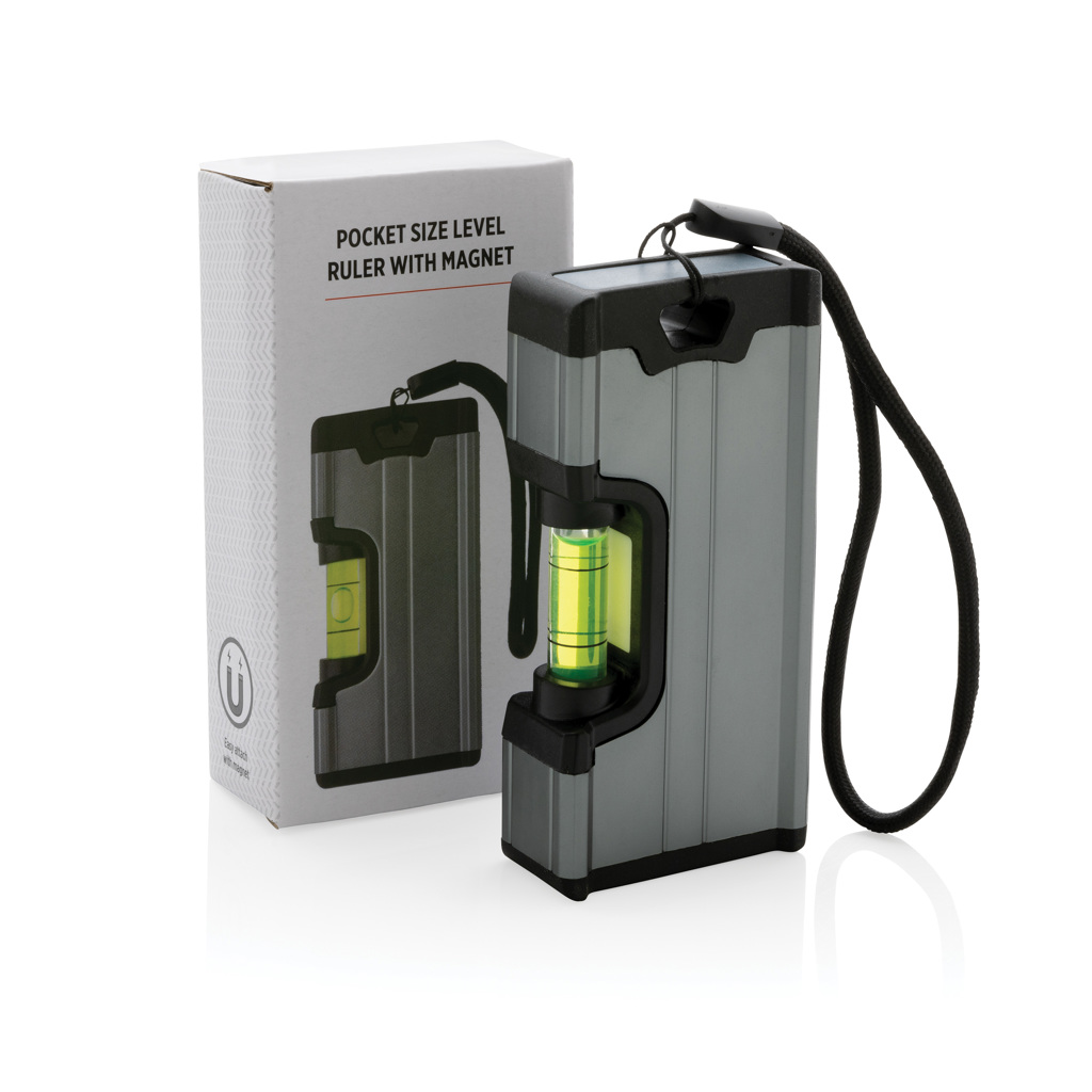 XD Collection Wasserwaage 10 cm mit Magnet, Aluminium, im Taschenformat
