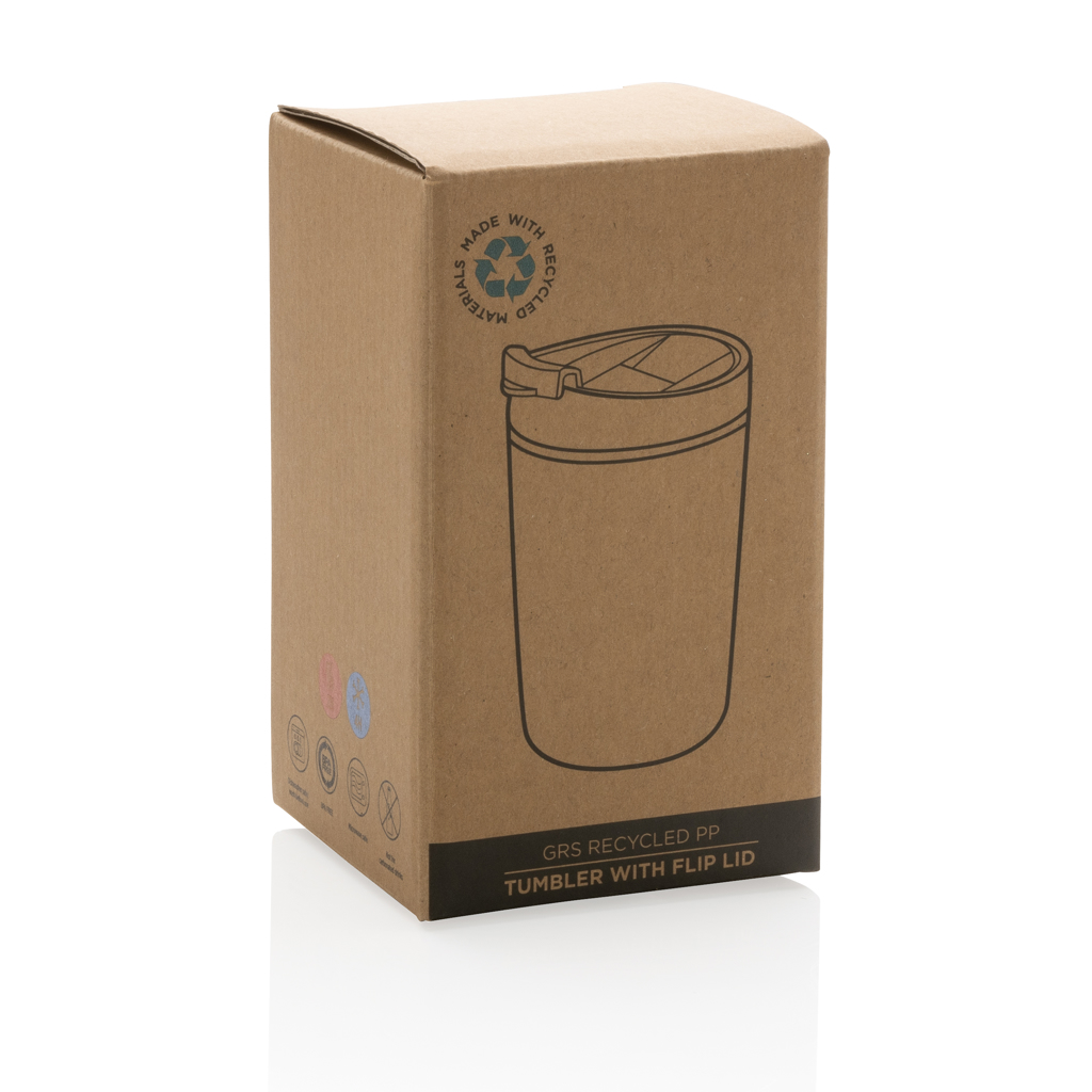 XD Collection GRS Recycling-PP-Becher mit Flip-Deckel, 300 ml XD Collection GRS Recycling-PP-Becher mit Flip-Deckel, 300 ml