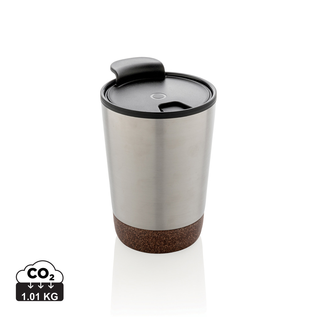 XD Collection RCS Edelstahl-Kaffeebecher mit Kork, 300 ml, mit Logo bedruckbar