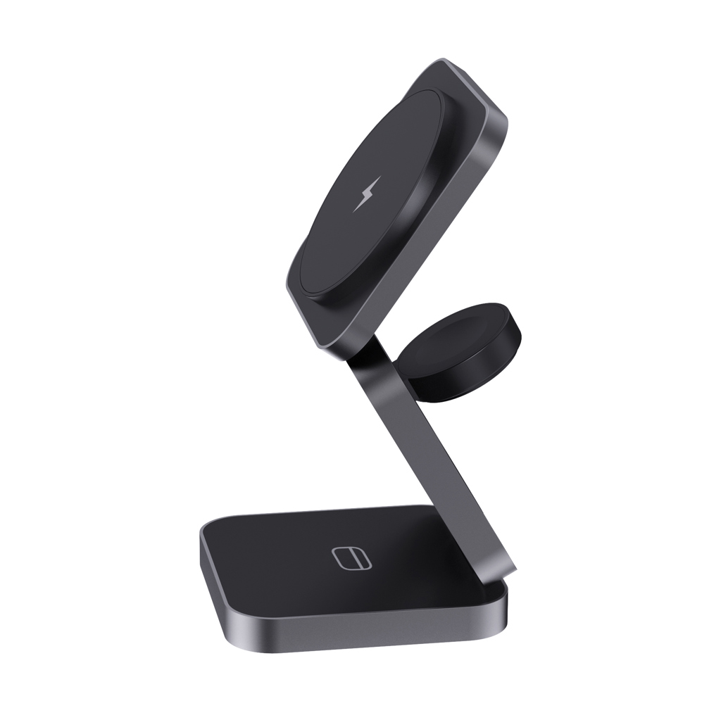 Terra faltbares 3-in-1 Wireless Charger 15W aus recyceltem RCS-Aluminium und RCS-ABS