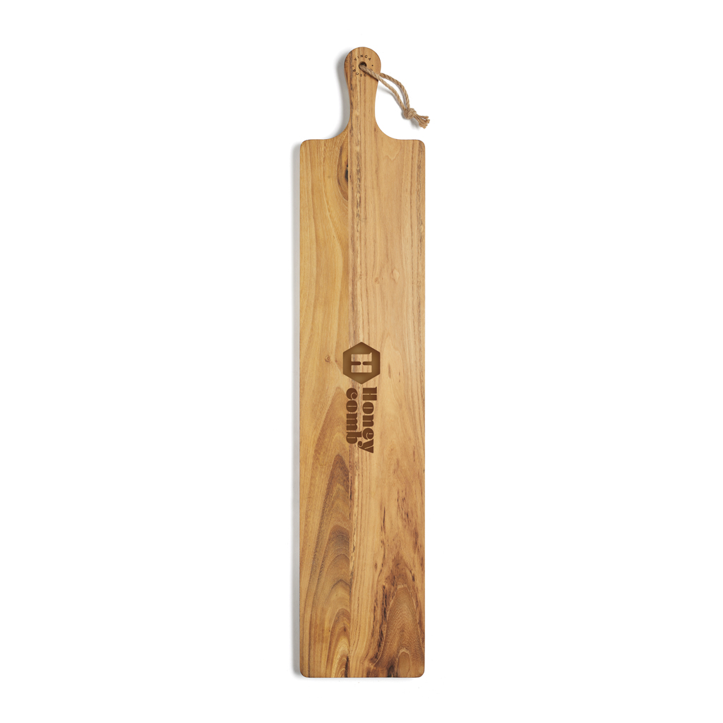 VINGA Buscot langes Servierbrett aus FSC-Teakholz, 75 cm, mit Logo-Gravur