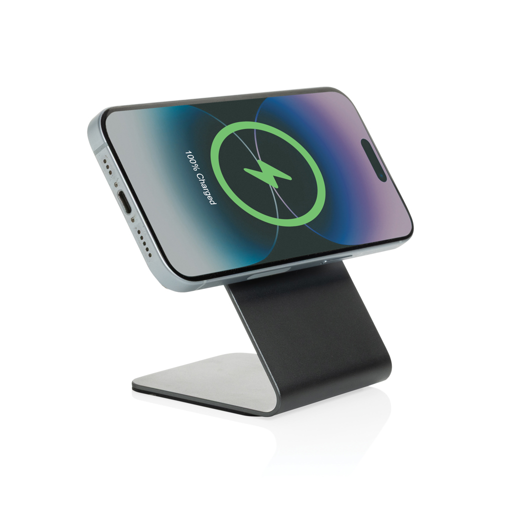 Terra Aluminium 15W Wireless-Charger magnetisch, recyceltes Aluminium, mit Logo bedruckbar