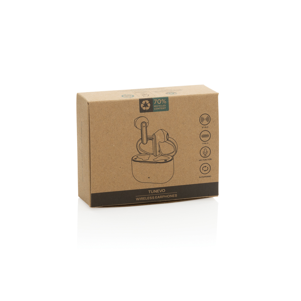 Tunevo kabellose Ohrhörer aus 70% recyceltem ABS mit Tampondruck Tunevo kabellose Ohrhörer aus 70% recyceltem ABS mit Tampondruck
