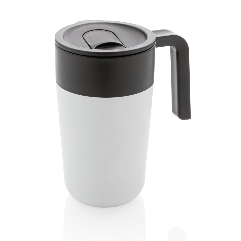 XD Collection GRS recycelter PP-Becher mit Griff 480 ml, Edelstahl, BPA-frei
