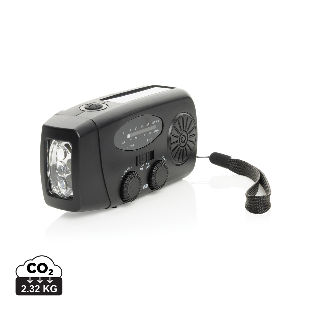 XD Collection RescueWave Notfallradio mit Solar, Handkurbel und Powerbank — ABS recycelt, bedruckbar XD Collection RescueWave Notfallradio mit Solar, Handkurbel und Powerbank — ABS recycelt, bedruckbar