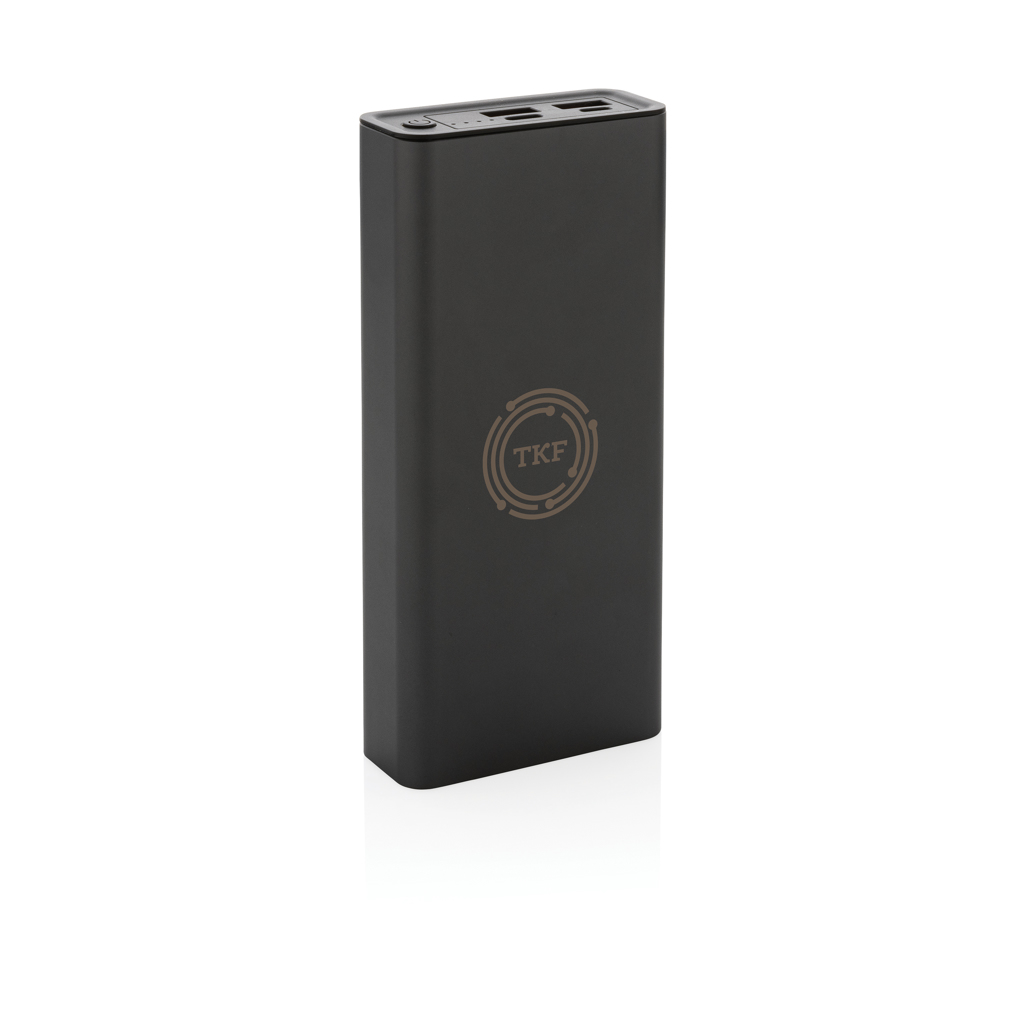 Terra 20.000 mAh 20 W Powerbank aus RCS-recyceltem Aluminium – mit Logo veredelbar
