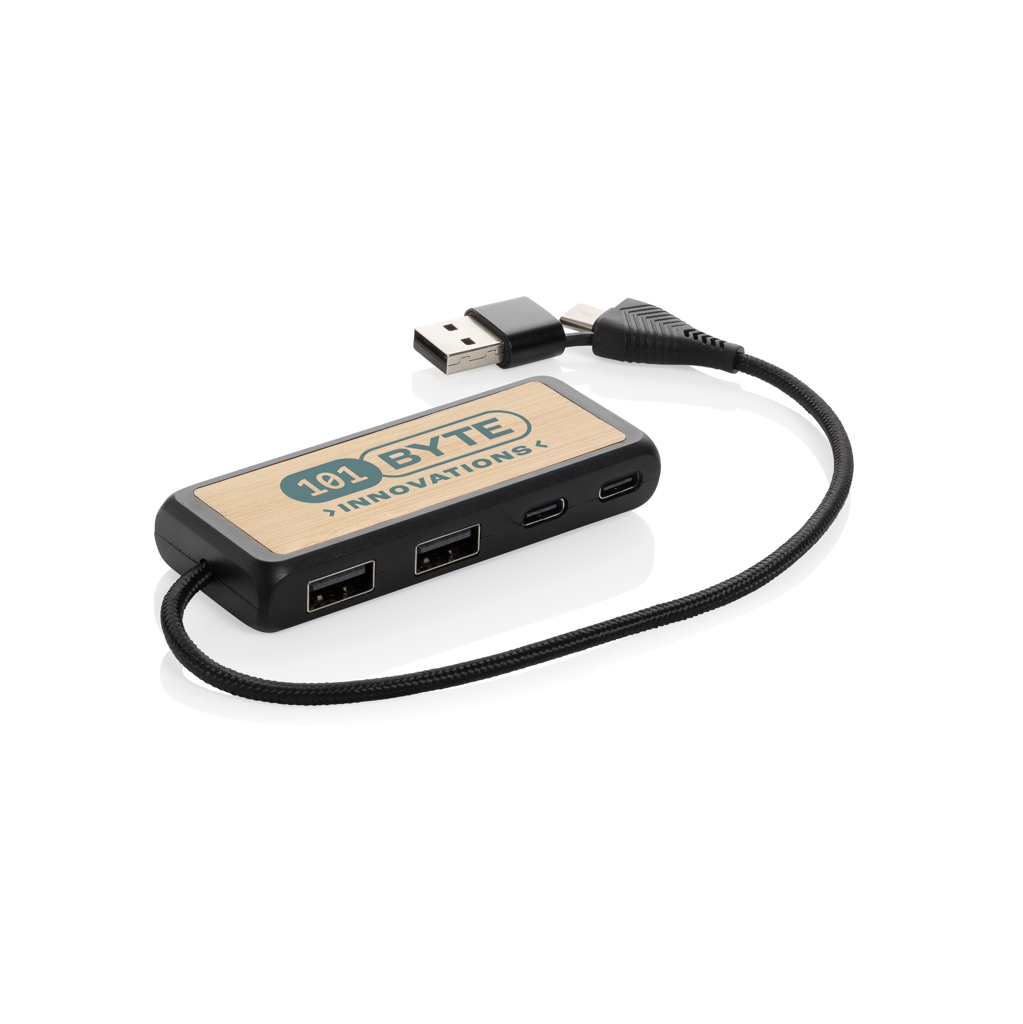 Link USB Hub Bambus & RCS Kunststoff – Vielseitiger Event-Begleiter mit Logo Link USB Hub Bambus & RCS Kunststoff – Vielseitiger Event-Begleiter mit Logo