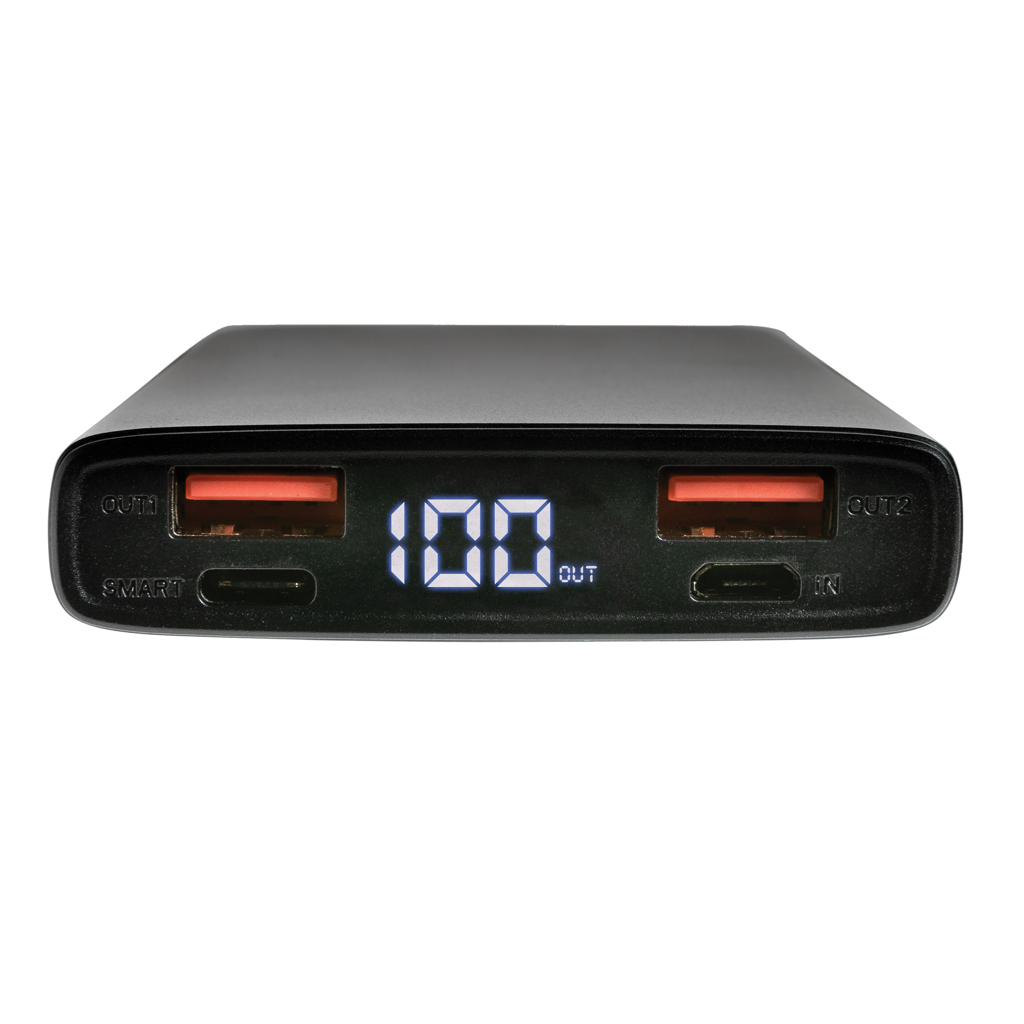 Powerbank 10.000 mAh 18W PD Aluminium, PVC-frei schwarz Powerbank 10.000 mAh 18W PD Aluminium, PVC-frei schwarz