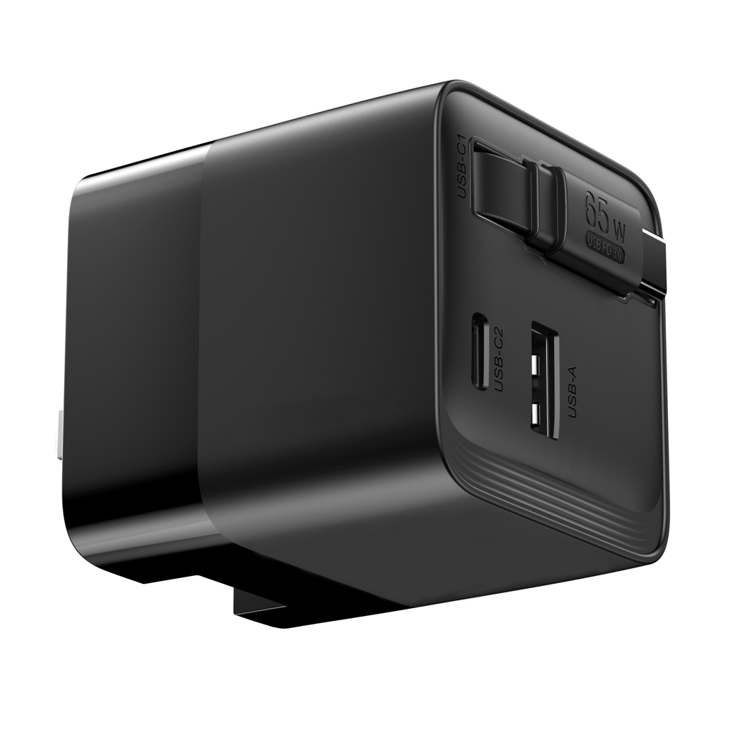 RCS‑zert. recyceltes 65W GaN USB‑C Ladegerät – schwarz