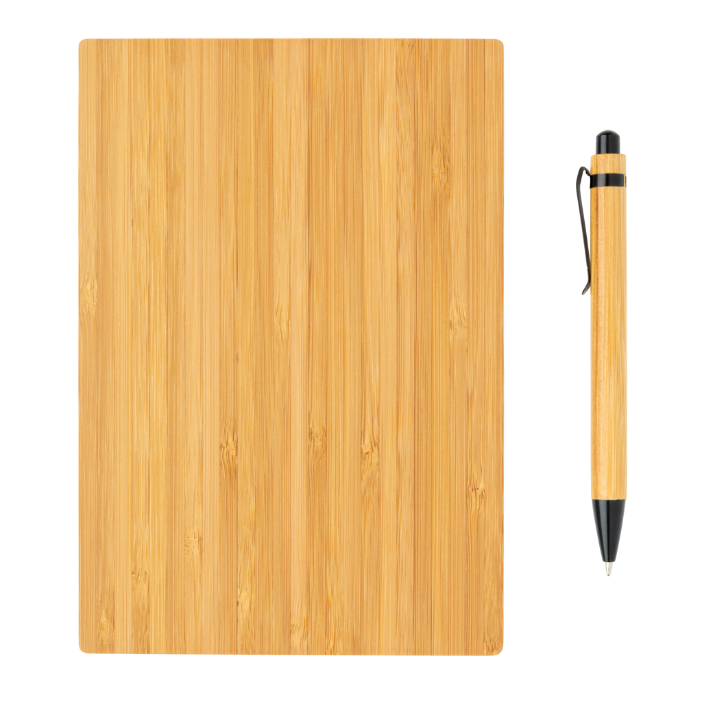 A5 Bambus Notizbuch mit Bambusstift, FSC-Mix, bedruckbar