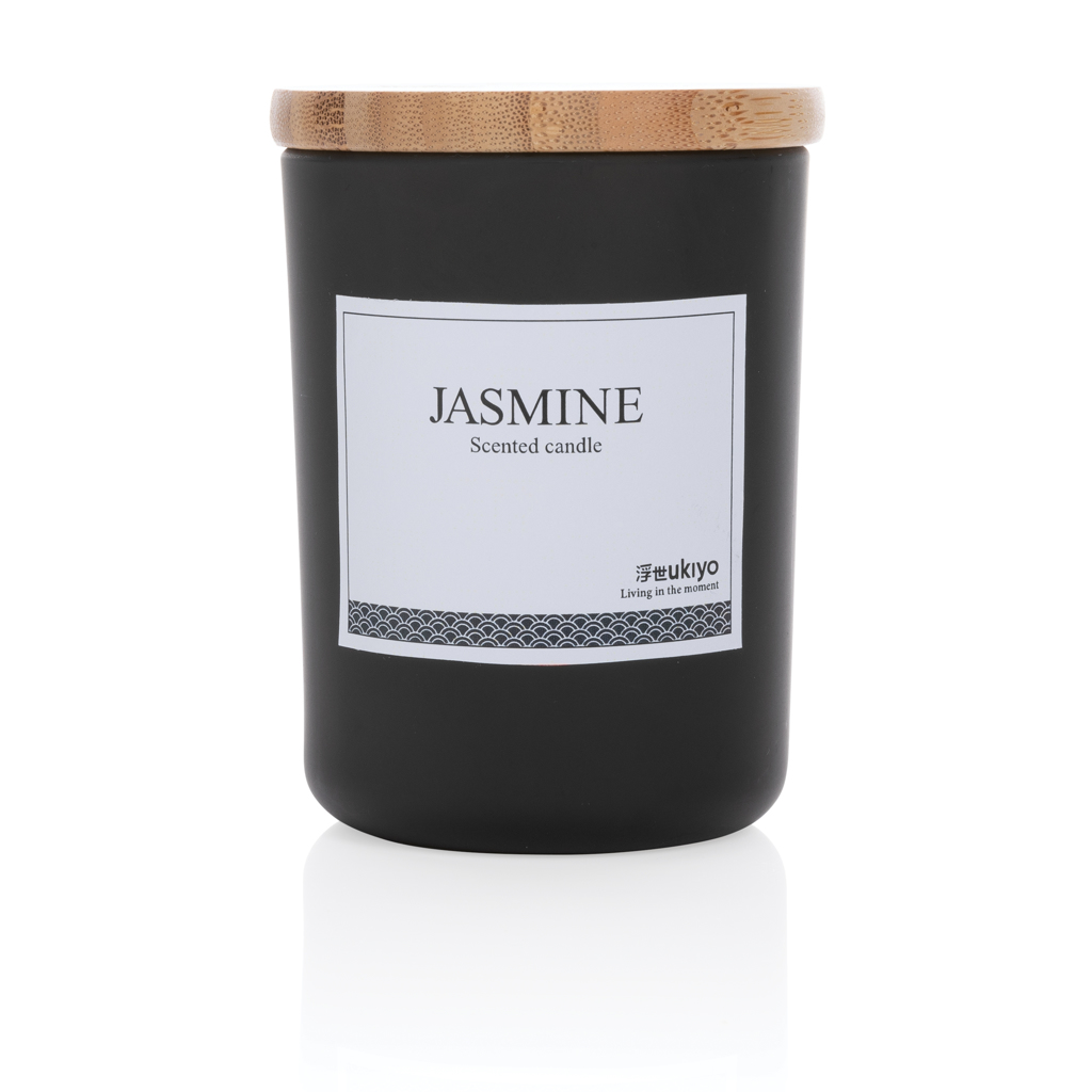 Ukiyo Deluxe Duftkerze mit Bambusdeckel, Jasmin im Glas