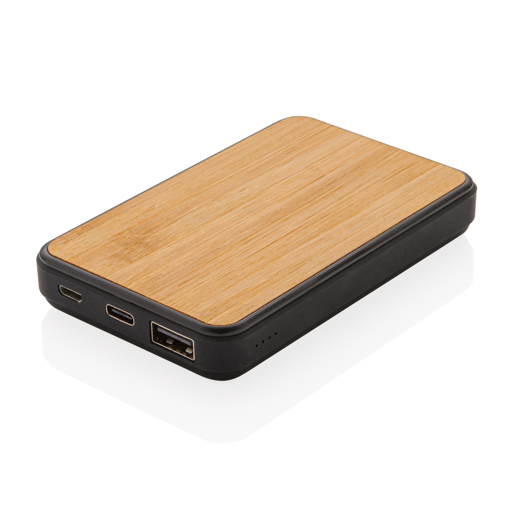 XD Collection 5.000 mAh Powerbank P322.37 aus recyceltem ABS und FSC-Bambus, bedruckbar