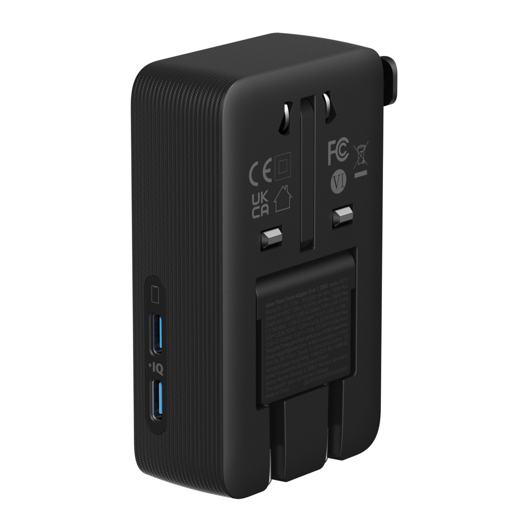 Anker Nano Reiseadapter 5-in-1 mit 20 W USB-C, mit Logo bedruckbar