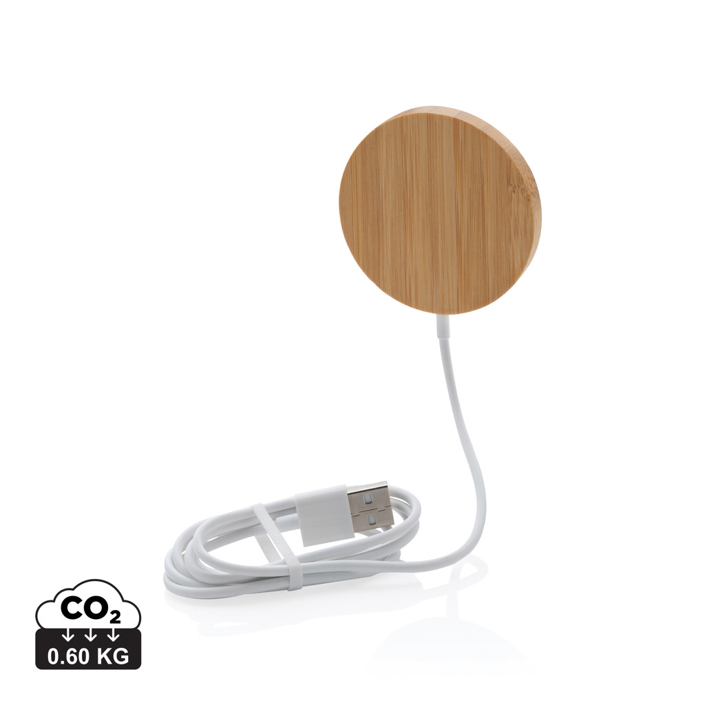 Bambus 10W Qi Wireless Magnet-Ladepad, PVC-frei – braun