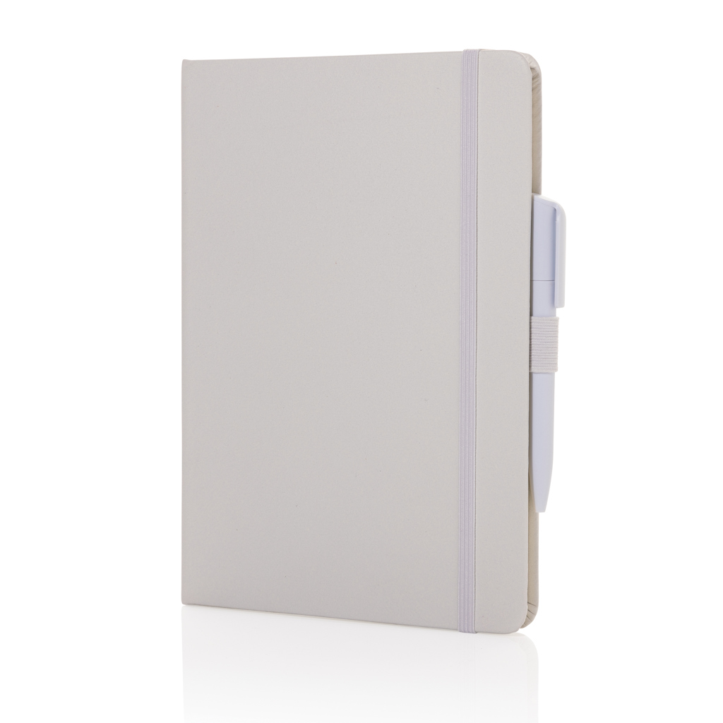 Sam A5 Notizbuch aus recyceltem Lederfaserstoff – Elegantes Eventgeschenk mit Logo Sam A5 Notizbuch aus recyceltem Lederfaserstoff – Elegantes Eventgeschenk mit Logo