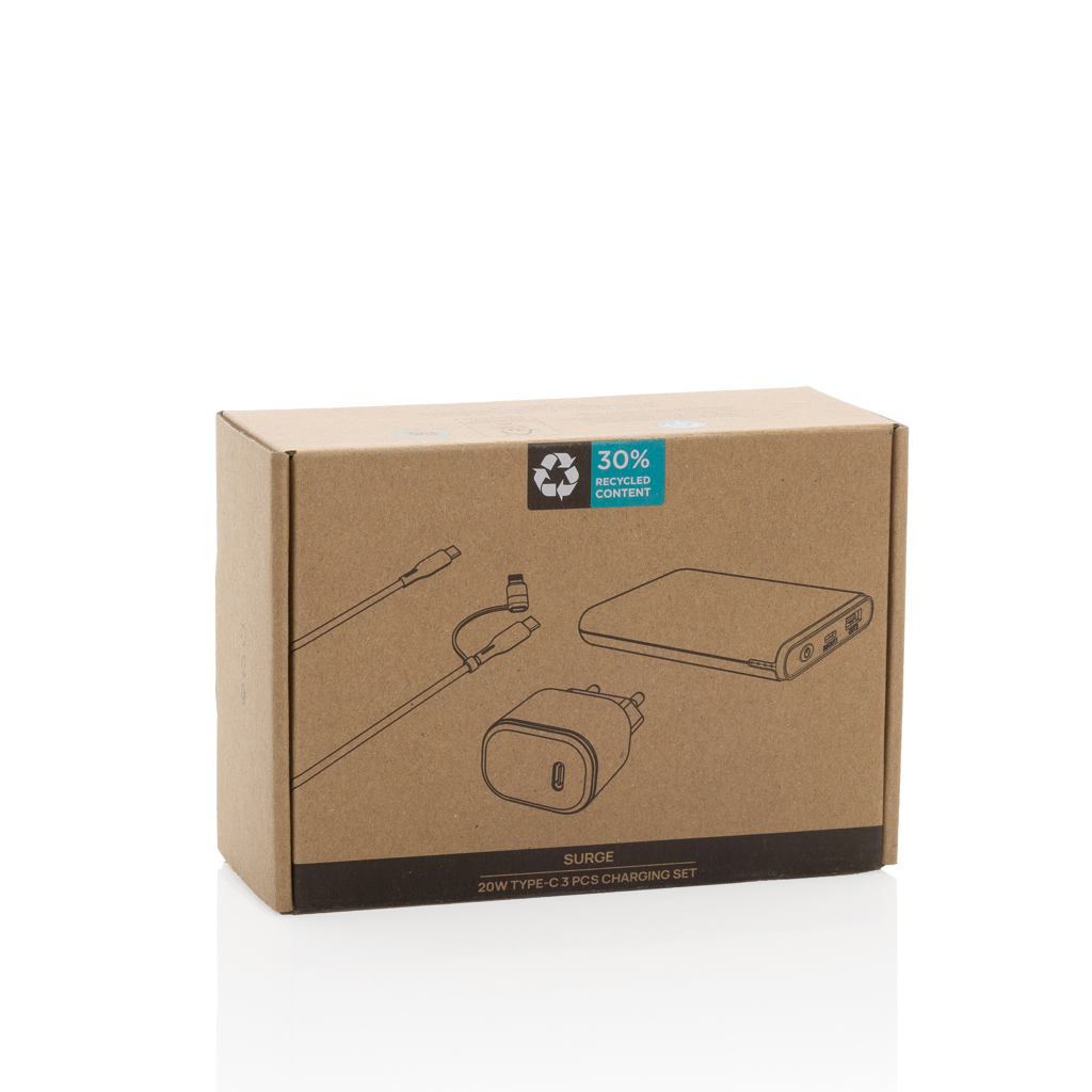 Surge Charge Set aus recyceltem PET – Strahlendes Werbegeschenk für Events