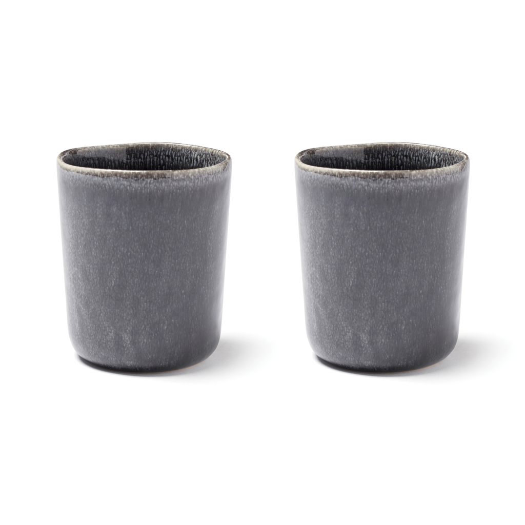 Steingut Becher 350 ml 2er-Set – handgefertigt schwarz