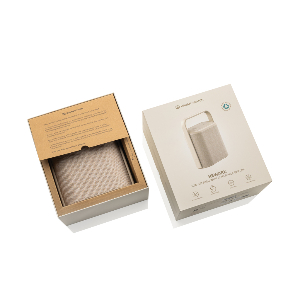 Urban Vitamin Newark 10W Lautsprecher mit Wechselakku, recyceltes ABS, bedruckbar Urban Vitamin Newark 10W Lautsprecher mit Wechselakku, recyceltes ABS, bedruckbar