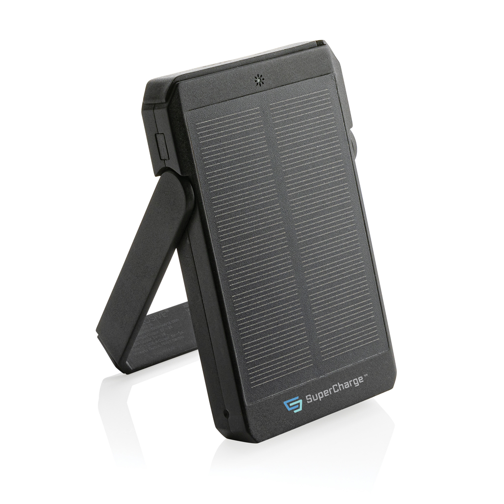 Skywave Solar-Powerbank 5000 mAh mit 10W Wireless Charging, recyceltes ABS, bedruckbar