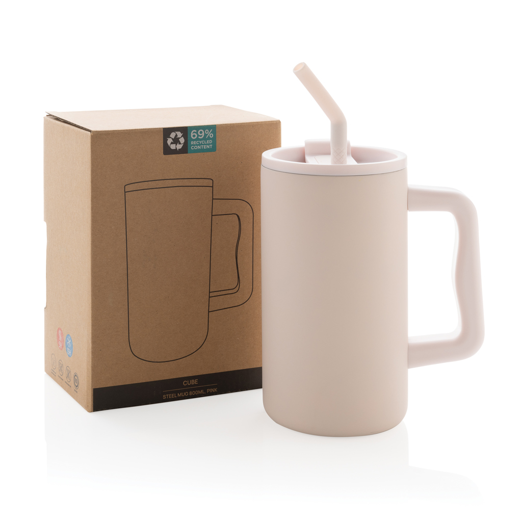 Cube Becher 800ml aus RCS-recyceltem Edelstahl — bedruckbar