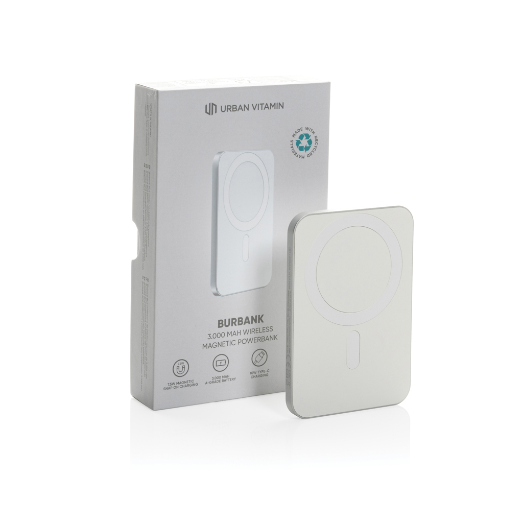 Urban Vitamin Burbank Magnet-Powerbank 3000mAh aus recyceltem Aluminium und ABS – bedruckbar als Werbegeschenk Urban Vitamin Burbank Magnet-Powerbank 3000mAh aus recyceltem Aluminium und ABS – bedruckbar als Werbegeschenk