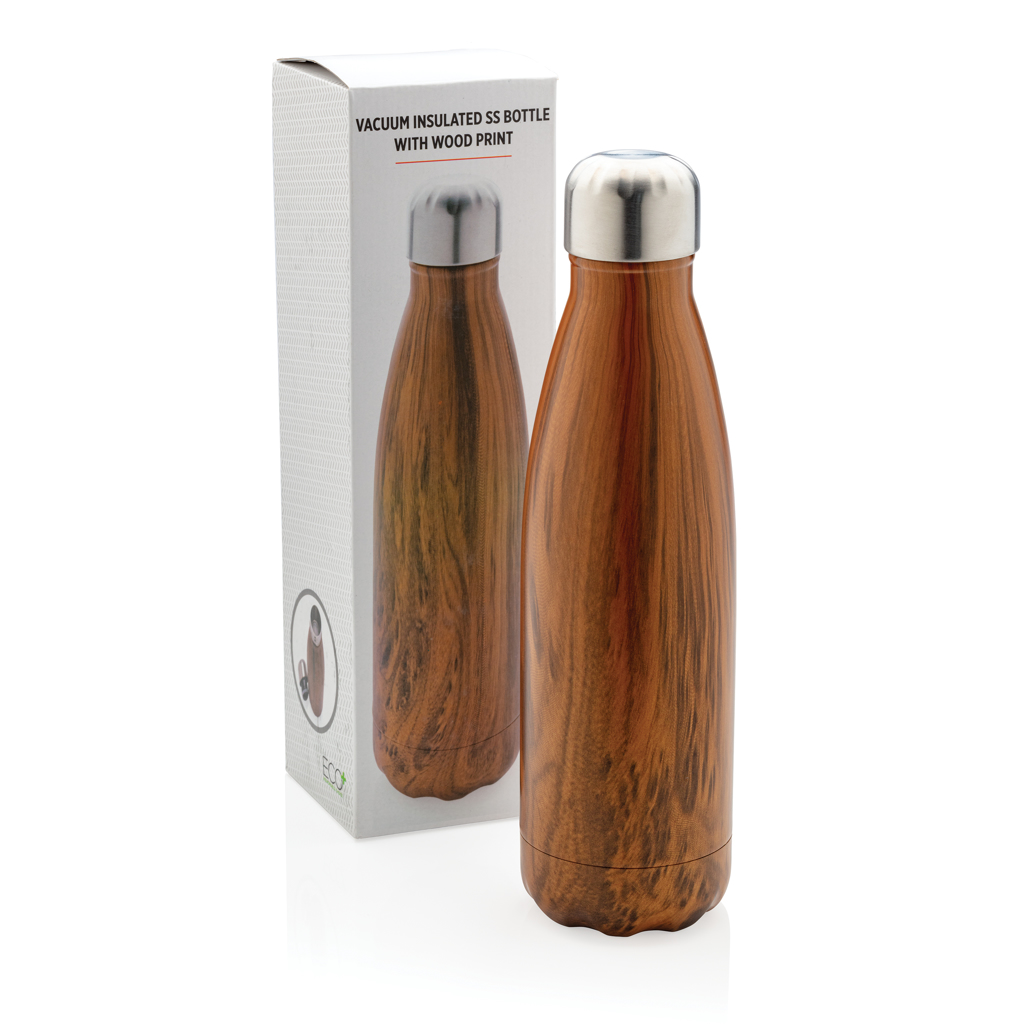 XD Collection Edelstahl-Trinkflasche 500ml mit Holzoptik, vakuumisoliert XD Collection Edelstahl-Trinkflasche 500ml mit Holzoptik, vakuumisoliert