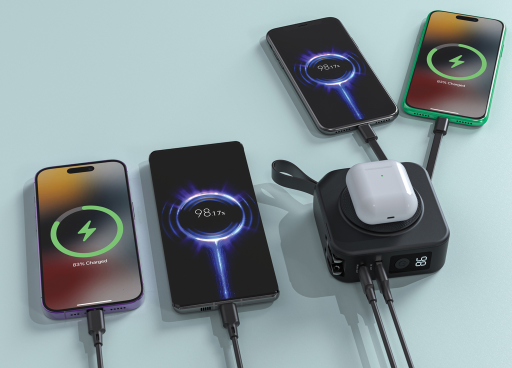 Urban Vitamin Saratoga 5-in-1 Powerbank 10.000 mAh mit Reise-Adaptern – bedruckbar