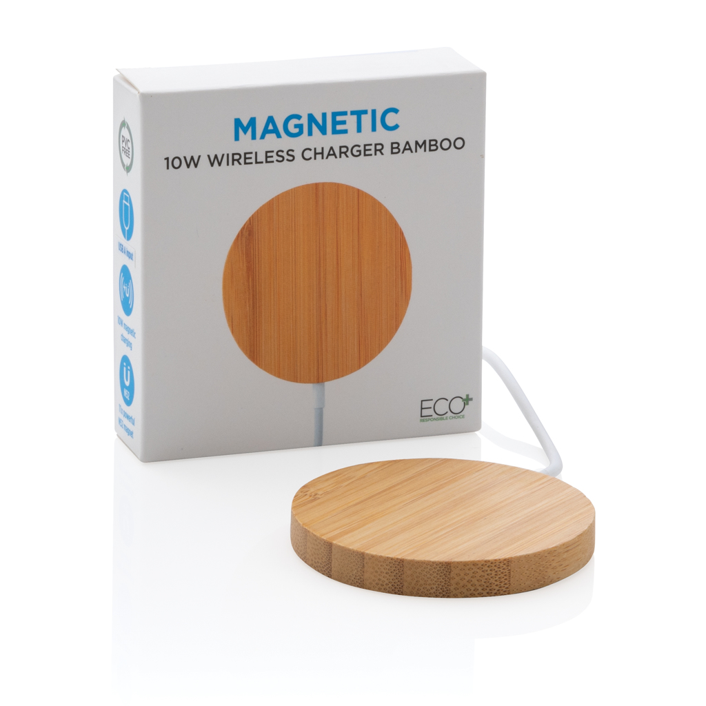 Bambus 10W Qi Wireless Magnet-Ladepad, PVC-frei – braun