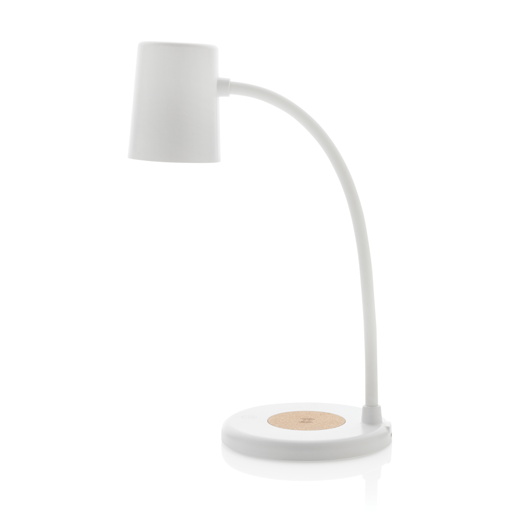 Zenara 15W Wireless Charger mit Schreibtischlampe aus recyceltem ABS und FSC-Kork