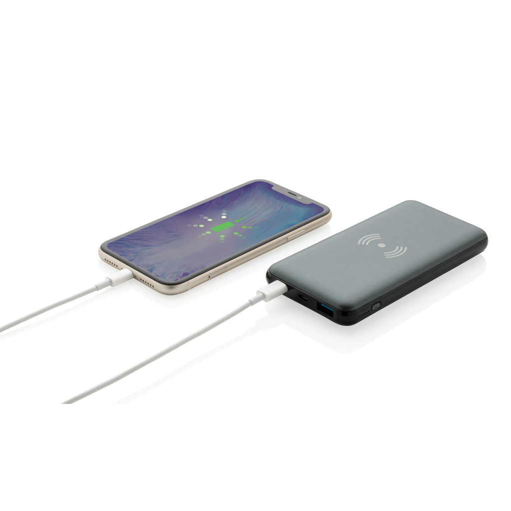 Powerbank 10000 mAh PD18W Wireless10W, Kabel PVC-frei grau Powerbank 10000 mAh PD18W Wireless10W, Kabel PVC-frei grau