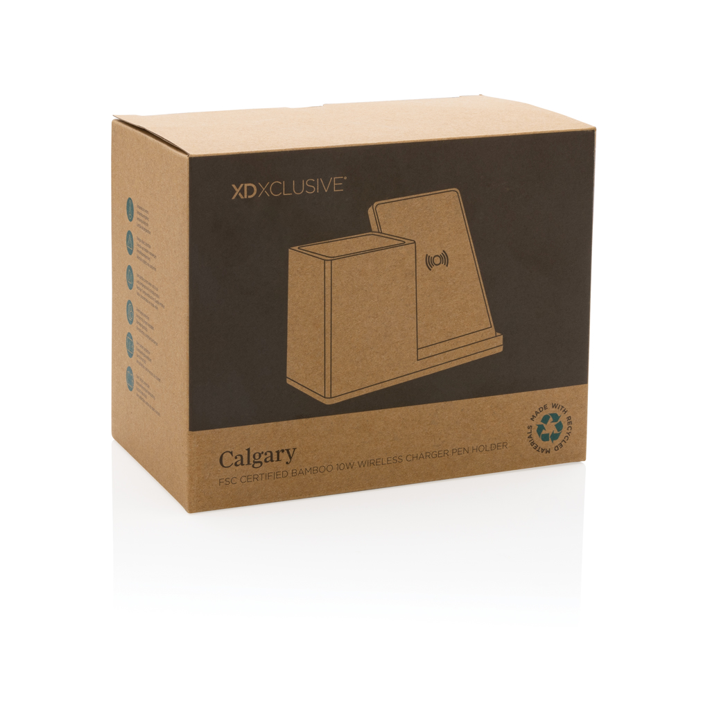 BambooCharge Calgary 10W Ladegerät mit Stifthalter – Innovatives Eventgeschenk mit Logo