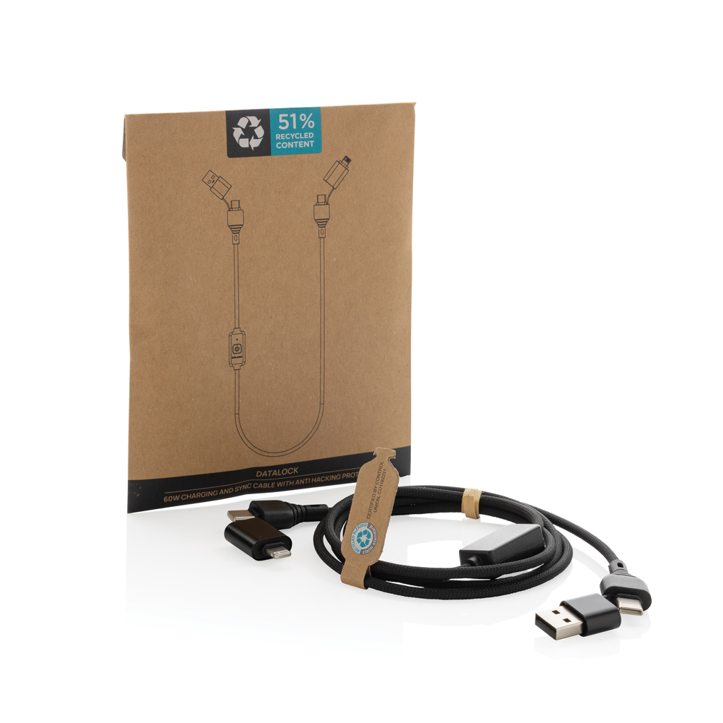 Datalock RCS 60W Hacking-Schutzkabel aus recyceltem Material – Innovatives Werbegeschenk für Events
