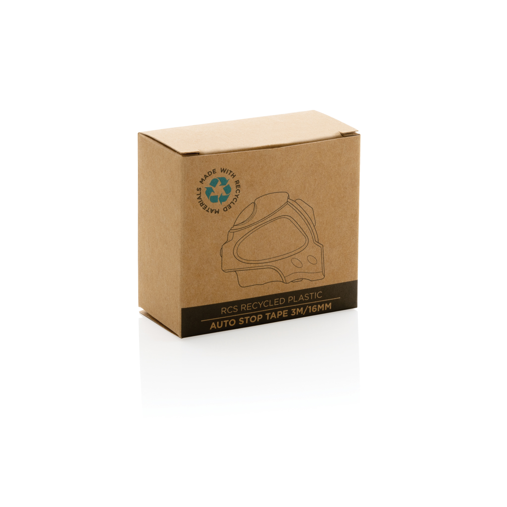 XD Collection Auto-Stop-Maßband 3 m aus recyceltem ABS, RCS-zertifiziert, mit Logo bedruckbar