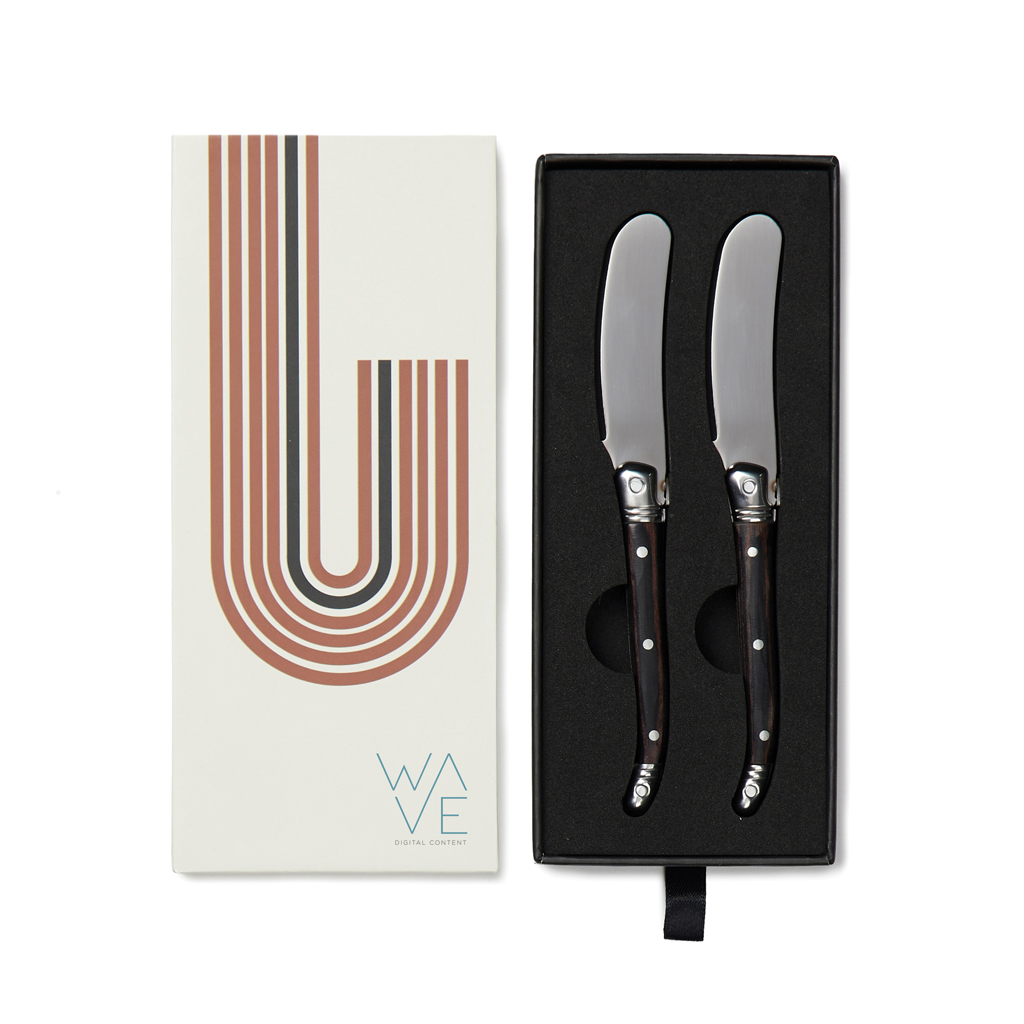 VINGA Gigaro Buttermesser 2er-Set aus Edelstahl mit Pakkaholz-Griff