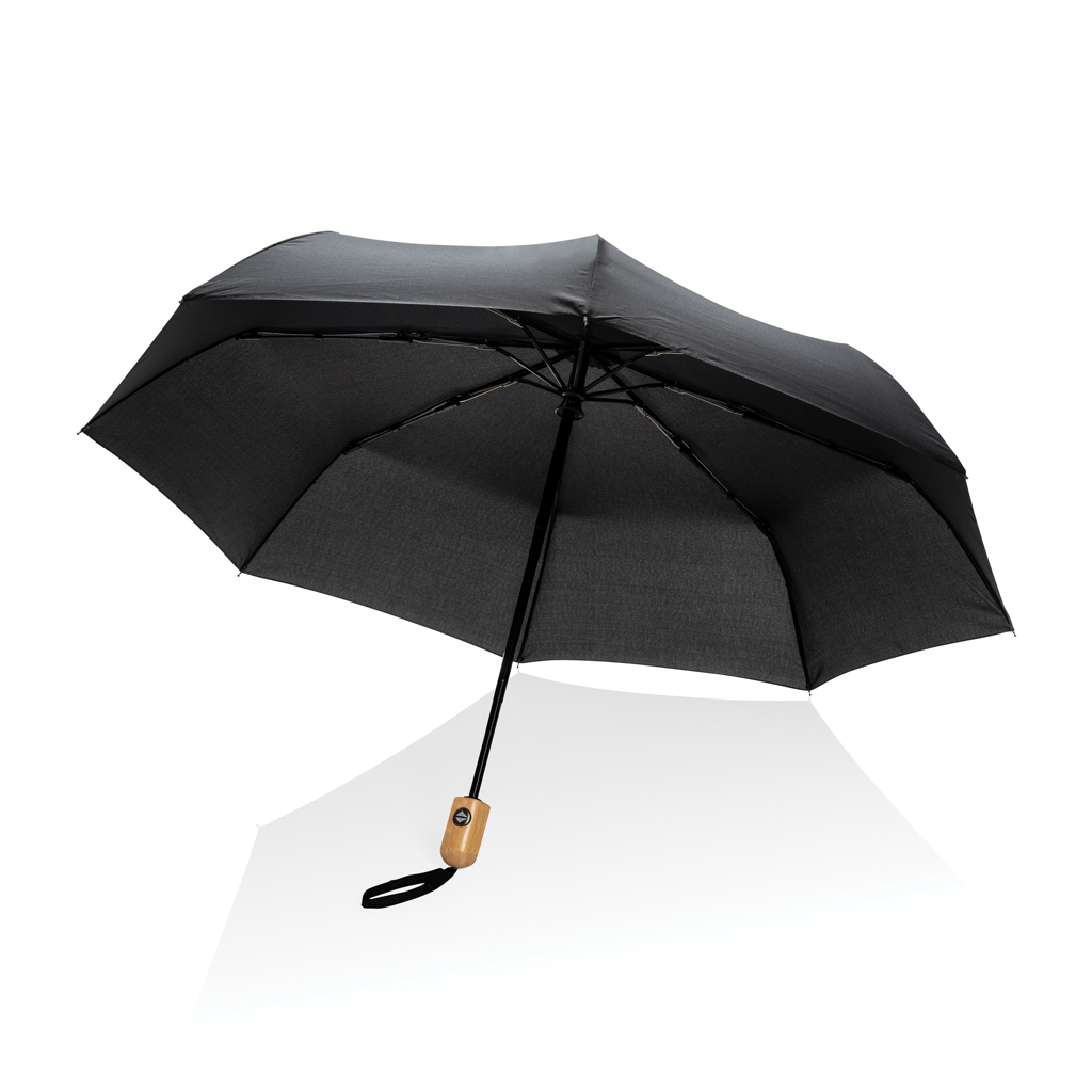 Impact AWARE RPET Taschenschirm mit Bambusgriff, Auto-Open/Close