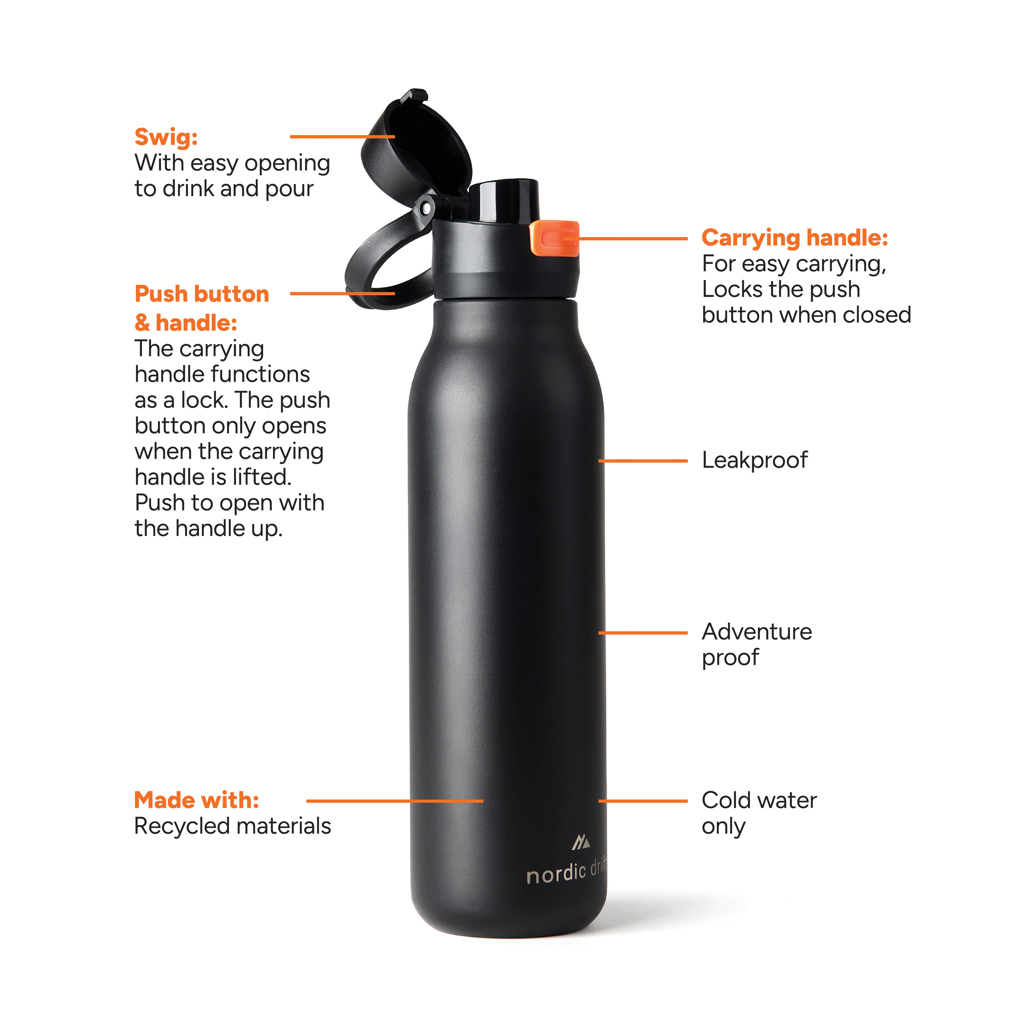 Nordic Drift Trail Wasserflasche 750ml aus 68 % recyceltem Edelstahl, RCS-zertifiziert, bedruckbar Nordic Drift Trail Wasserflasche 750ml aus 68 % recyceltem Edelstahl, RCS-zertifiziert, bedruckbar