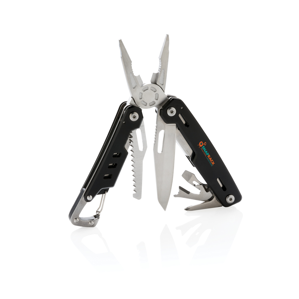 XD Collection Solid Multitool mit Karabiner – 11 Funktionen, Aluminium-Case, individuell bedruckbar